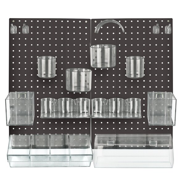 24-Piece Black Pegboard Organizer Kit with 2 Panels and Accessory